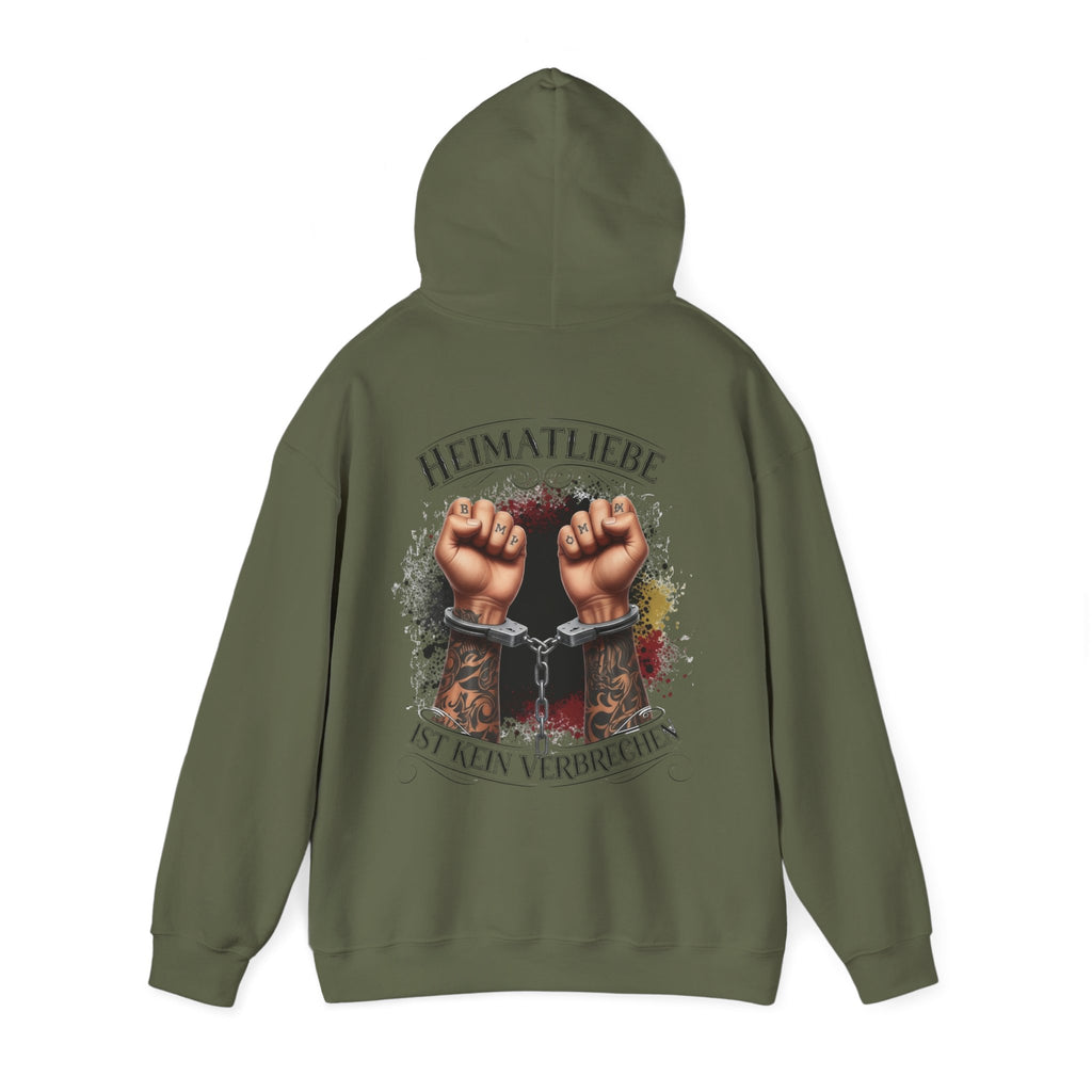 NATIONALSTOLZ Hoodie — "Heimatliebe ist kein Verbrechen" Patriotic Fist ,,