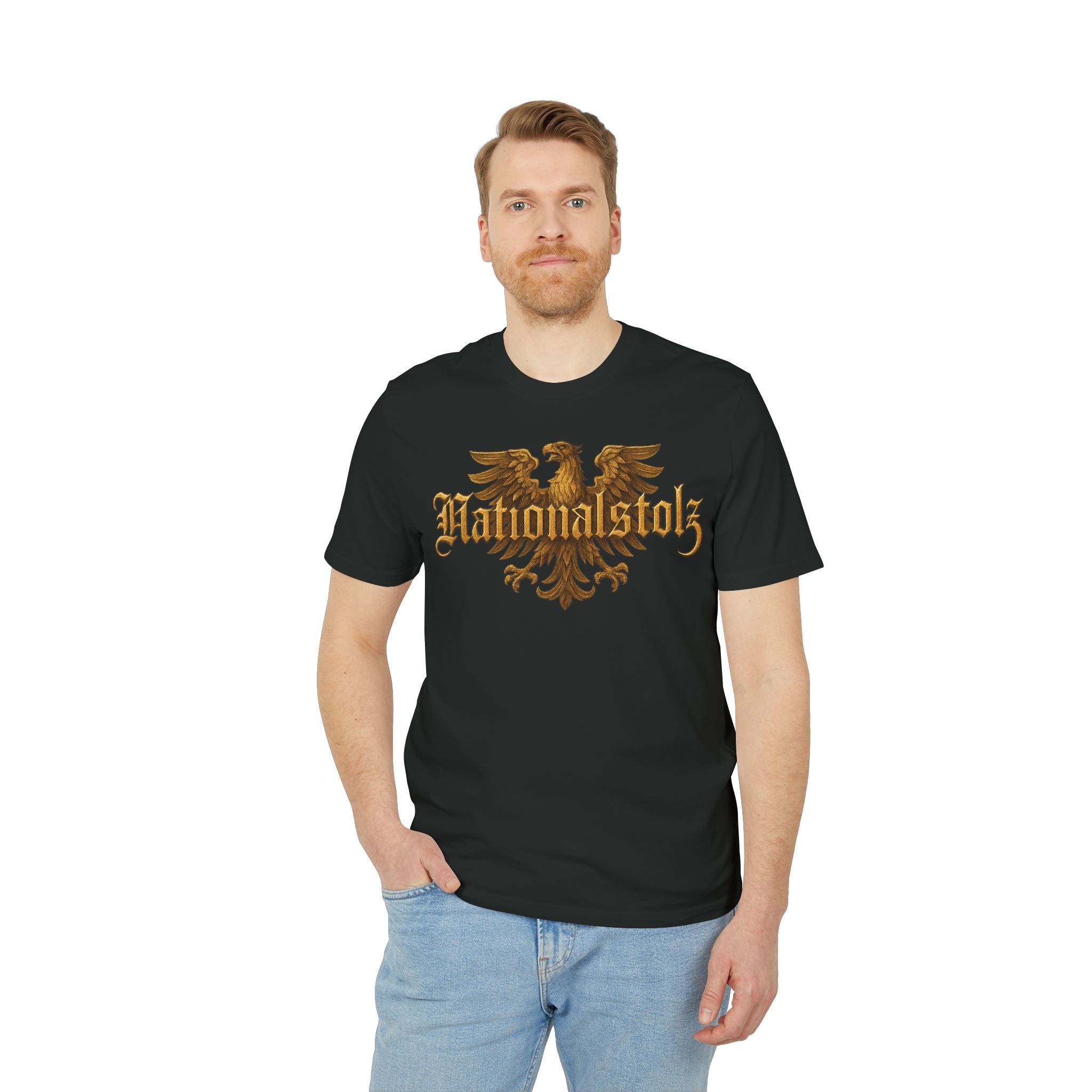 NATIONALSTOLZ Streetwear - Goldener Adler & Schriftzug