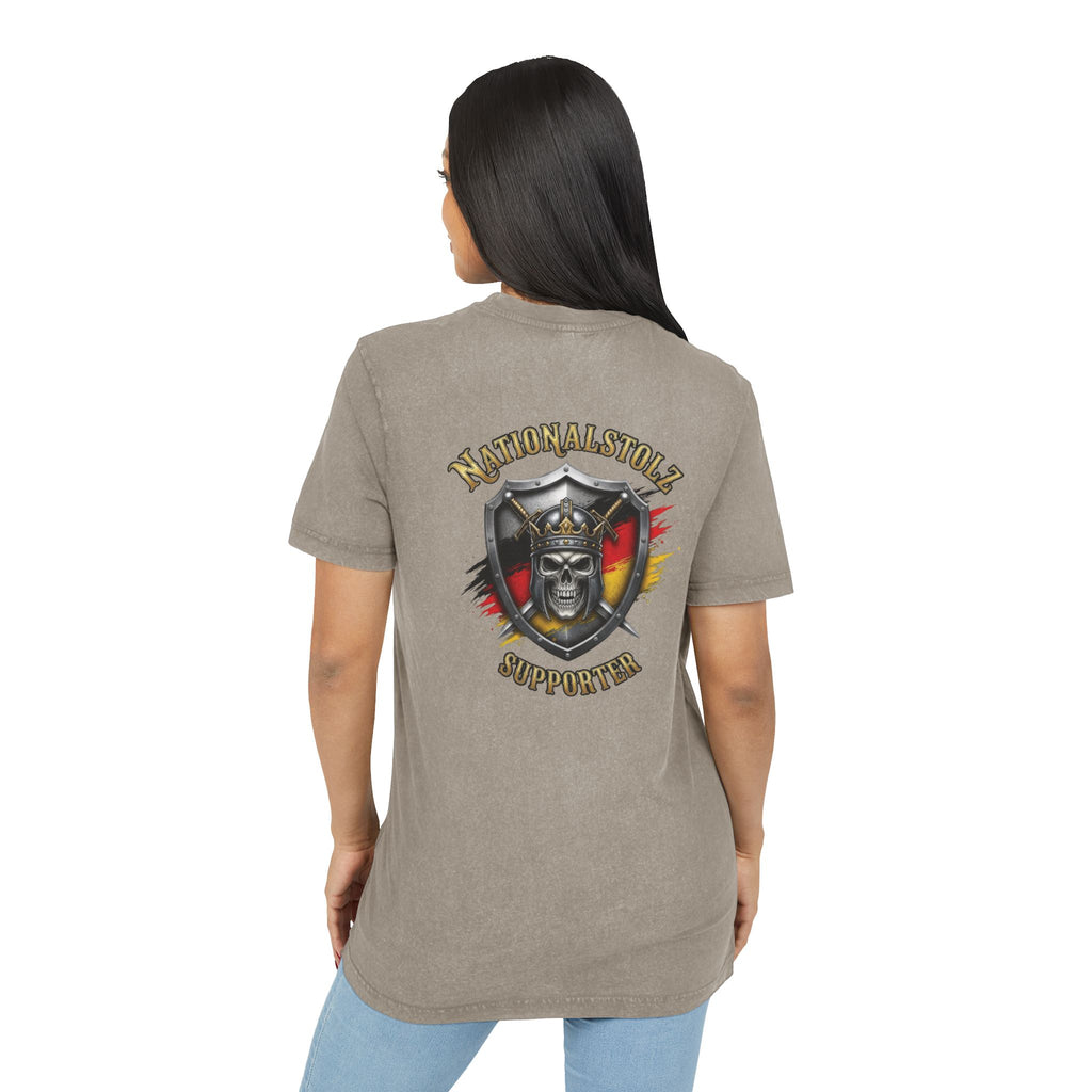 T -Shirt Rundhals — "Nationalstolz Supporter Kollektion" Skull Emblem Back Print