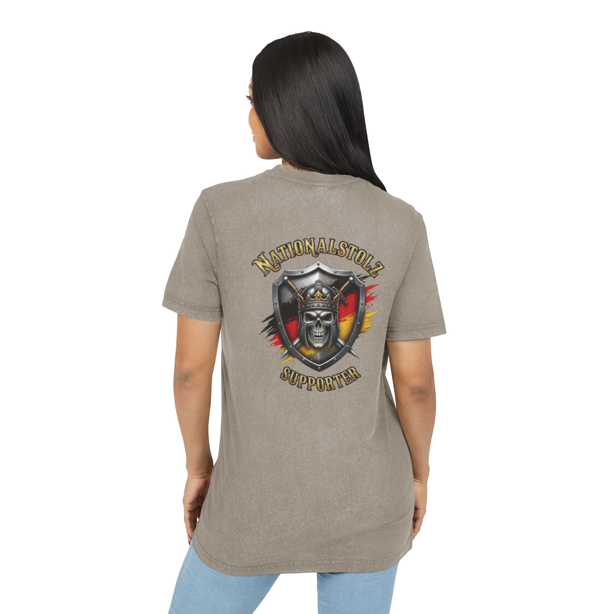 T -Shirt Rundhals — "Nationalstolz Supporter Kollektion" Skull Emblem Back Print