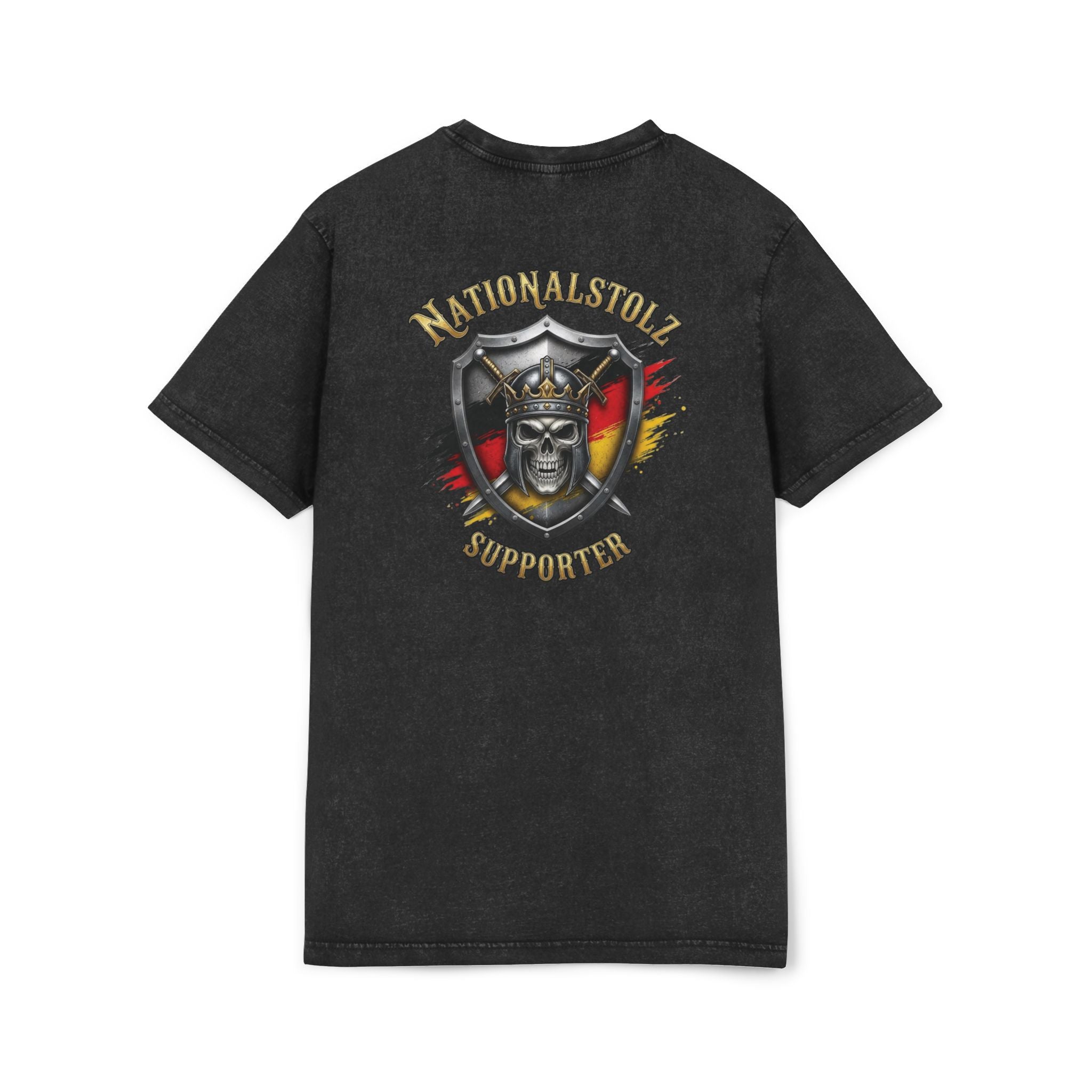 T -Shirt Rundhals — "Nationalstolz Supporter Kollektion" Skull Emblem Back Print