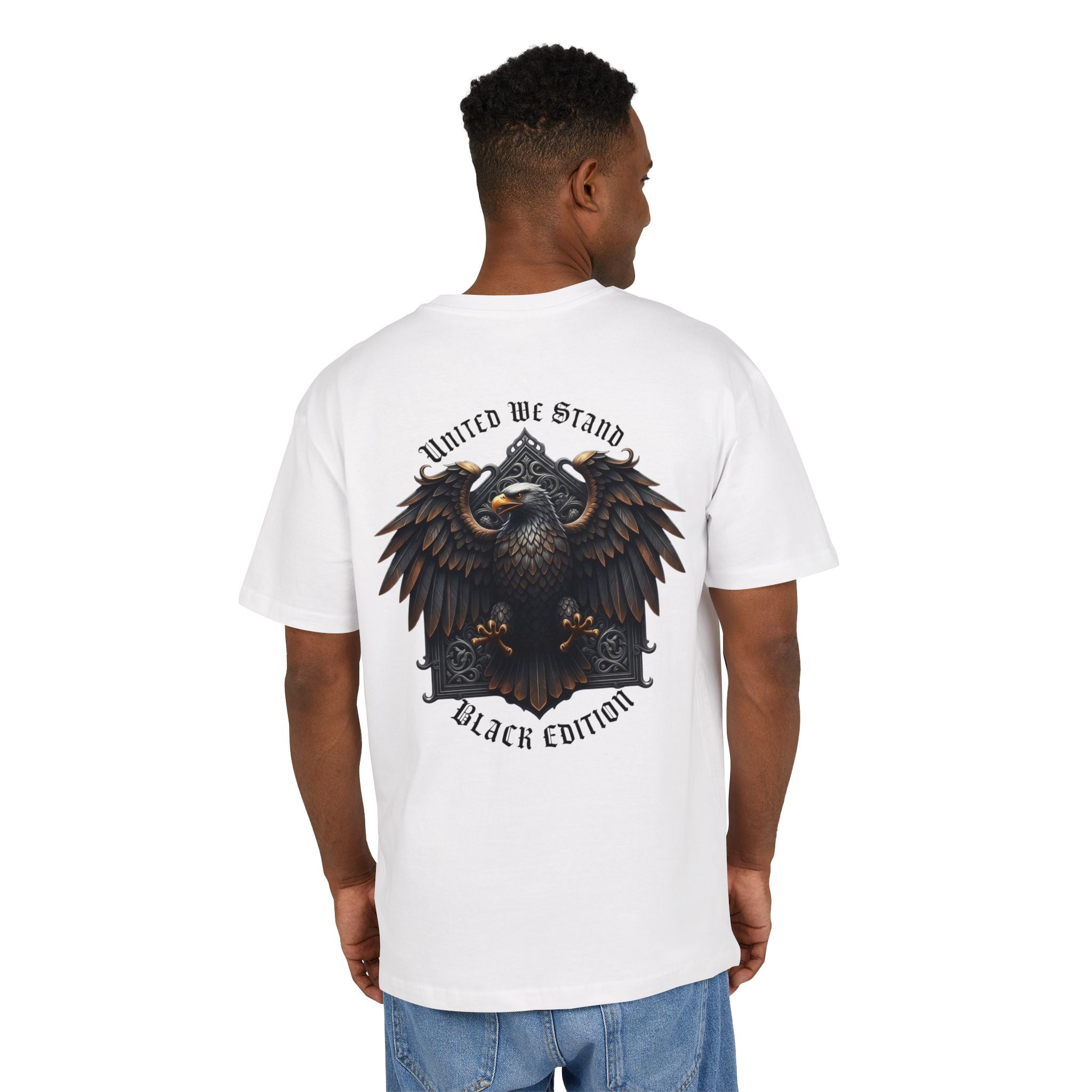 NATIONALSTOLZ ,,Black Edition '' "United We Stand" Heavy Unisex T-Shirt Backprint