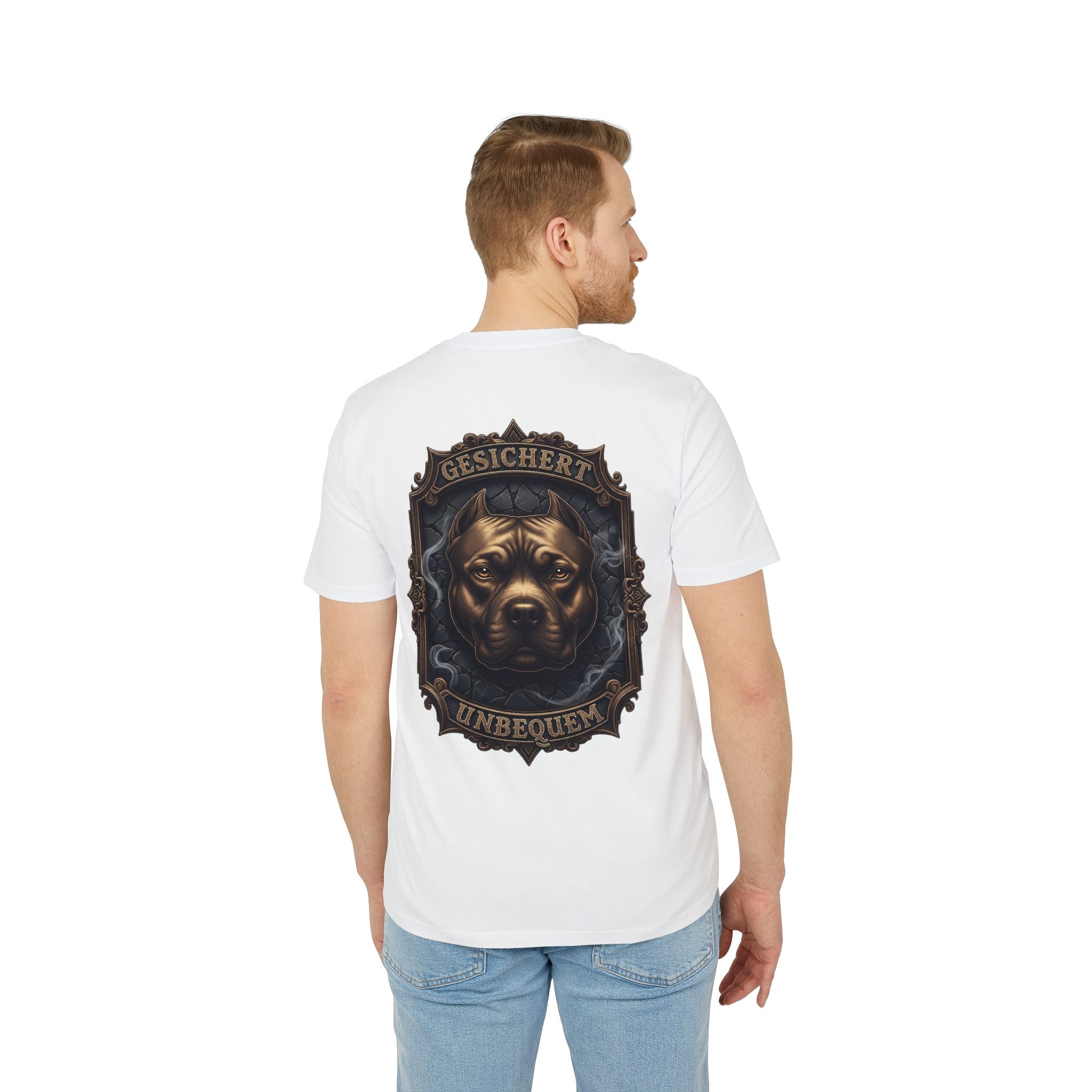 NATIONALSTOLZ ,, Gesichert Unbequem " -  Pitbull T Shirt Unisex