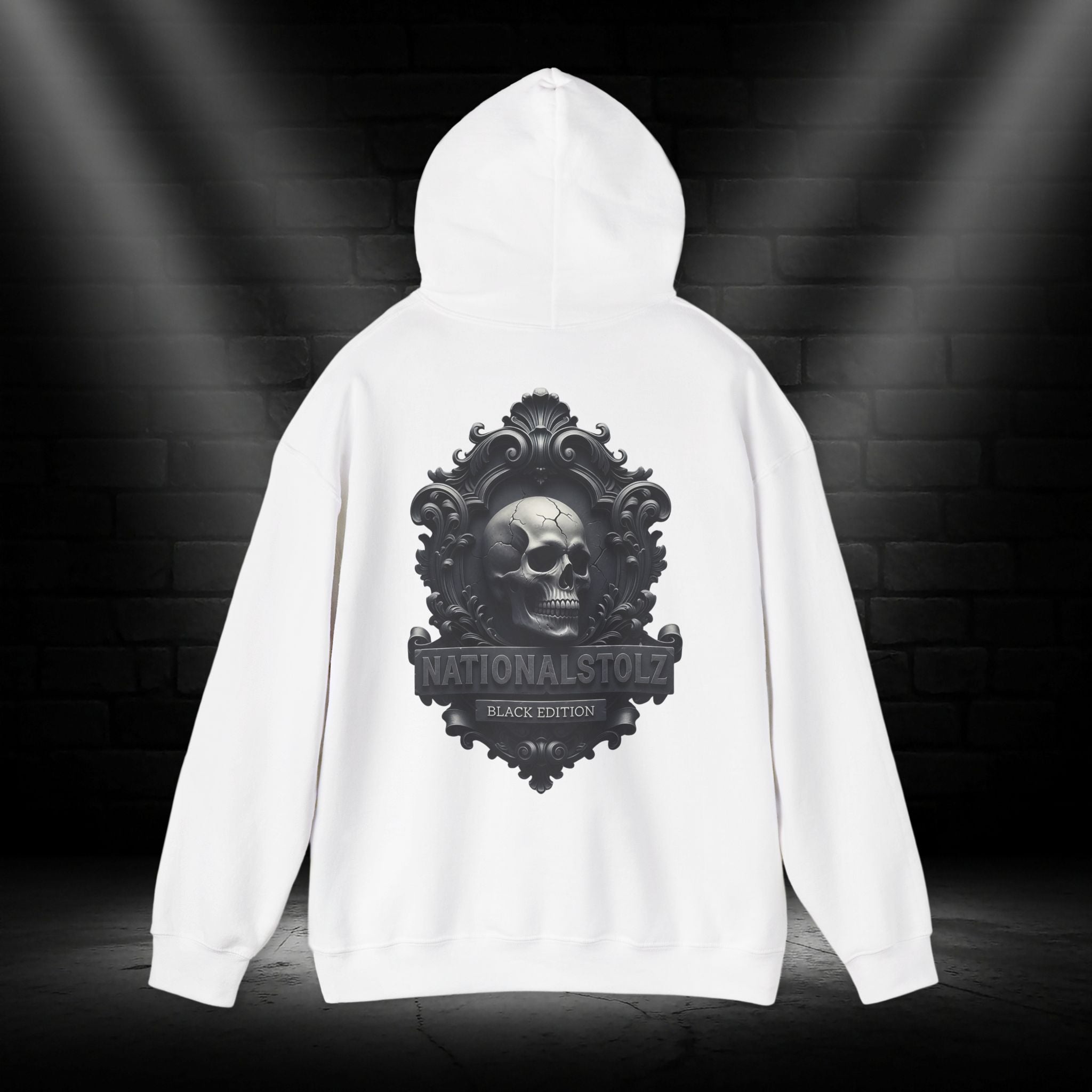 NATIONALSTOLZ,, Black Edition" Hoodie -Skull Crest