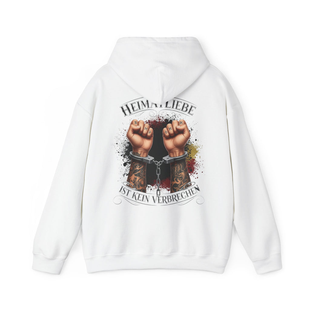 NATIONALSTOLZ Hoodie — "Heimatliebe ist kein Verbrechen" Patriotic Fist ,,