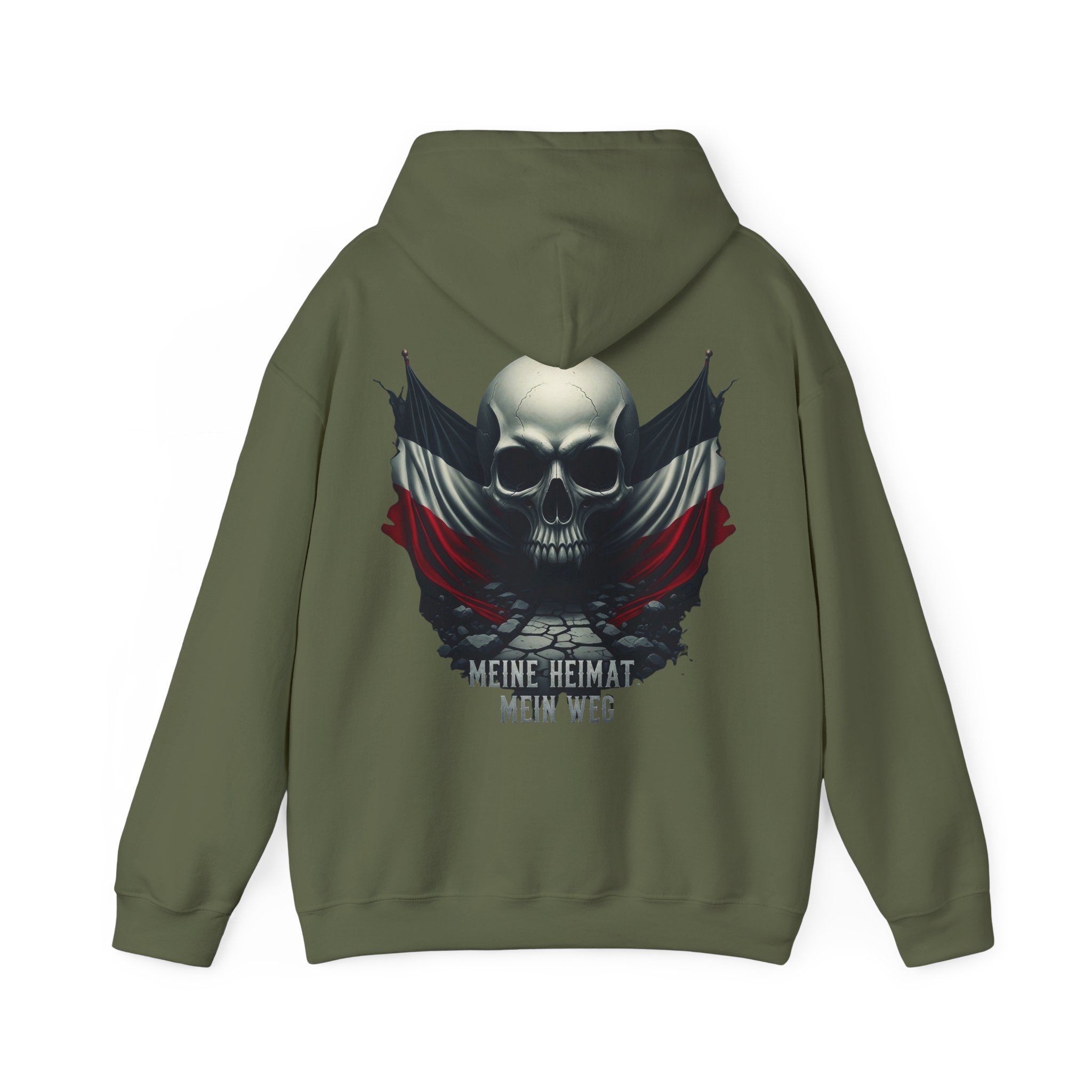 NATIONALSTOLZ Skull Flag Hoodie — "Meine Heimat Mein Weg" German Pride Graphic Hoodie