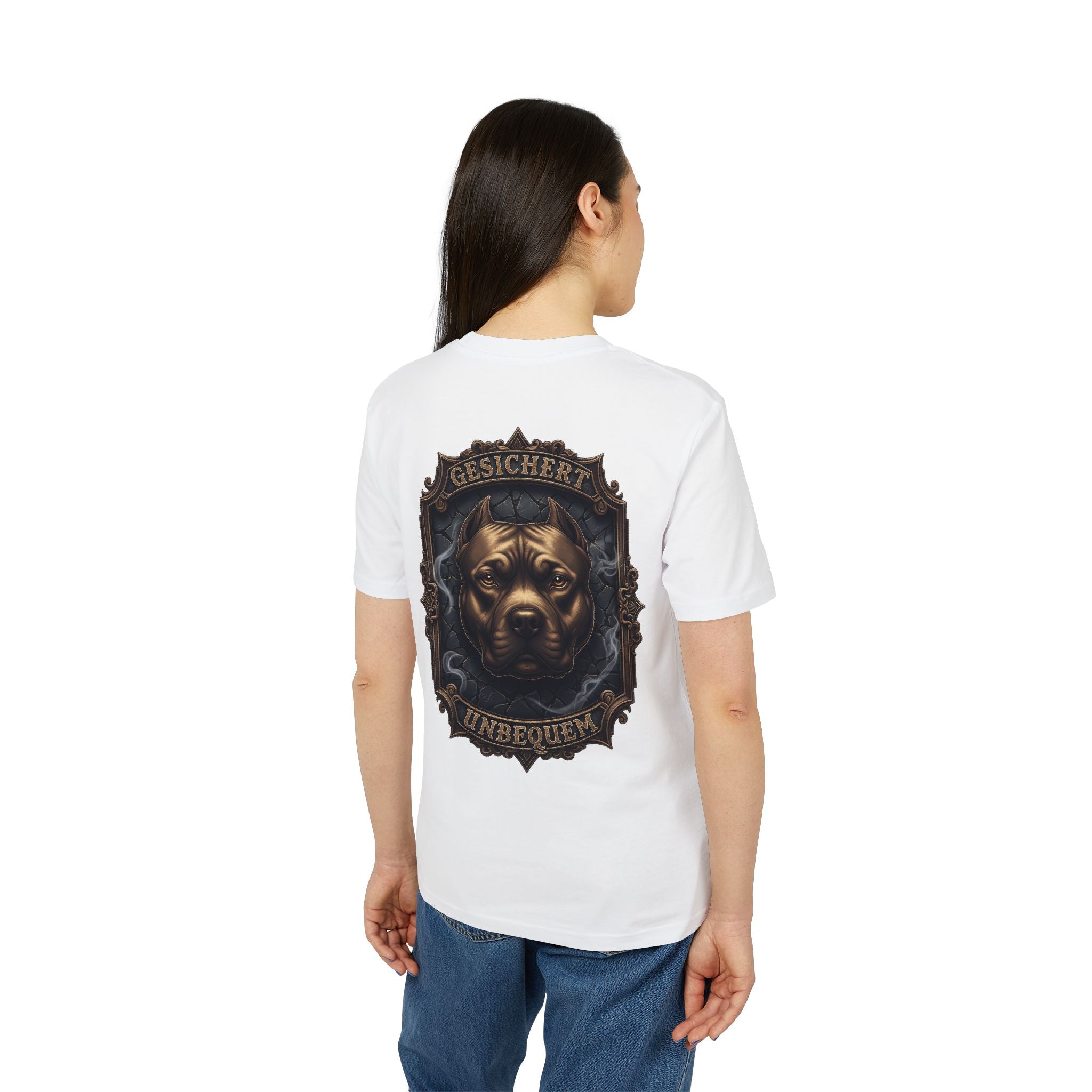 NATIONALSTOLZ ,, Gesichert Unbequem " -  Pitbull T Shirt Unisex