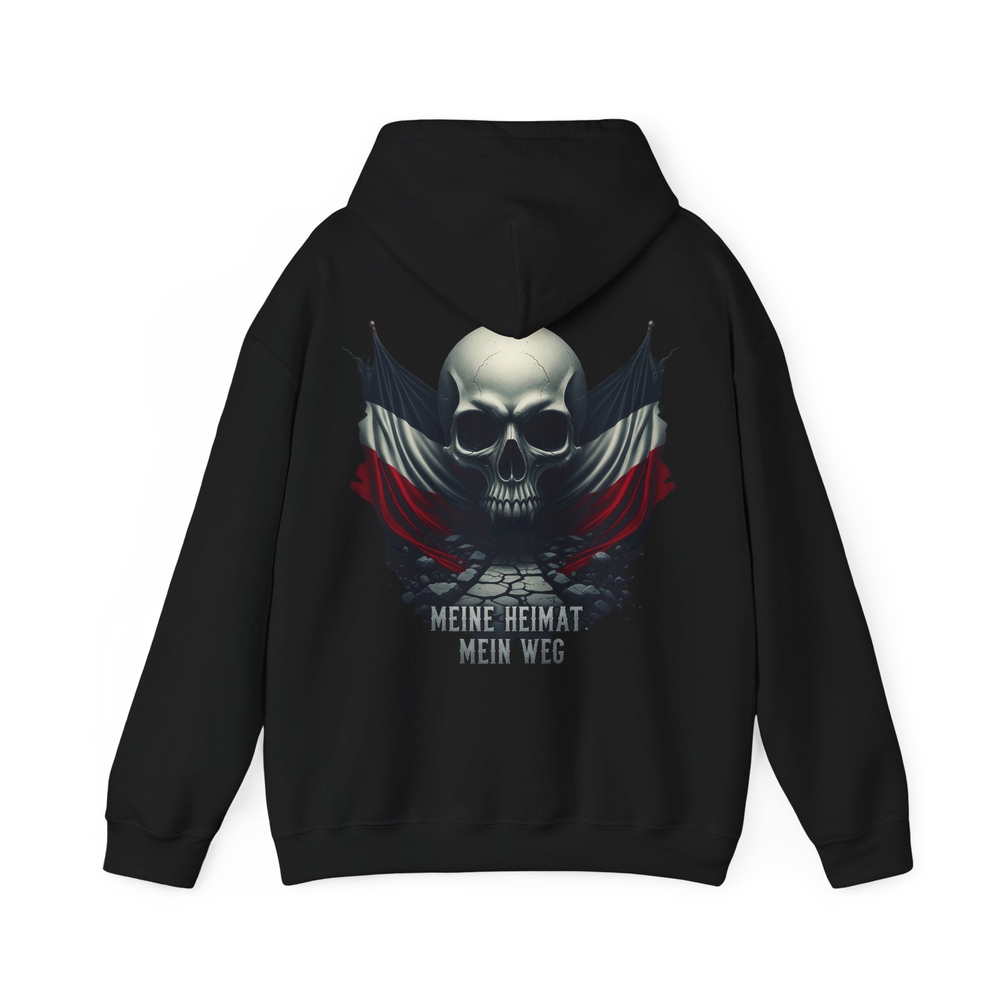 NATIONALSTOLZ Skull Flag Hoodie — "Meine Heimat Mein Weg" German Pride Graphic Hoodie