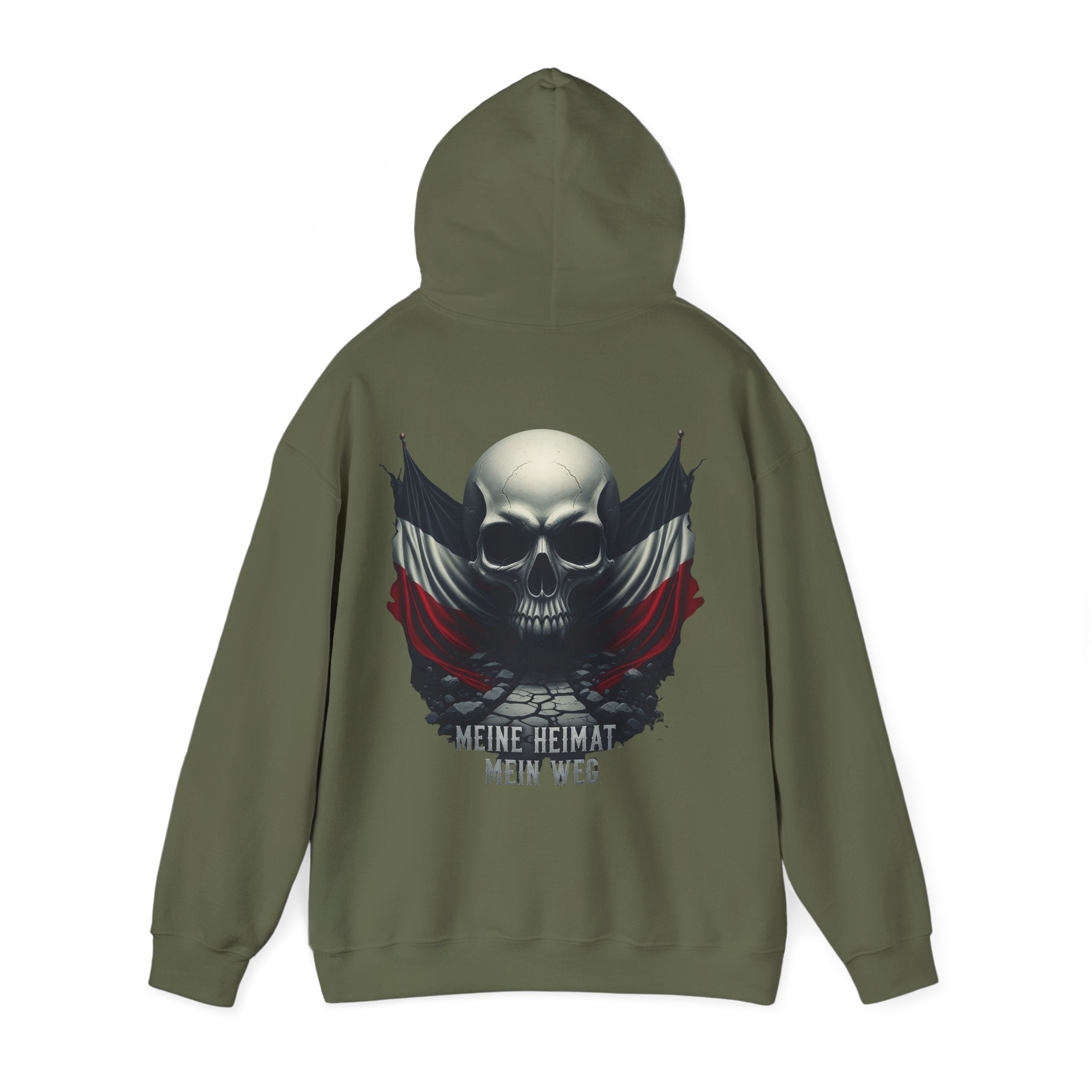 NATIONALSTOLZ Skull Flag Hoodie — "Meine Heimat Mein Weg" German Pride Graphic Hoodie