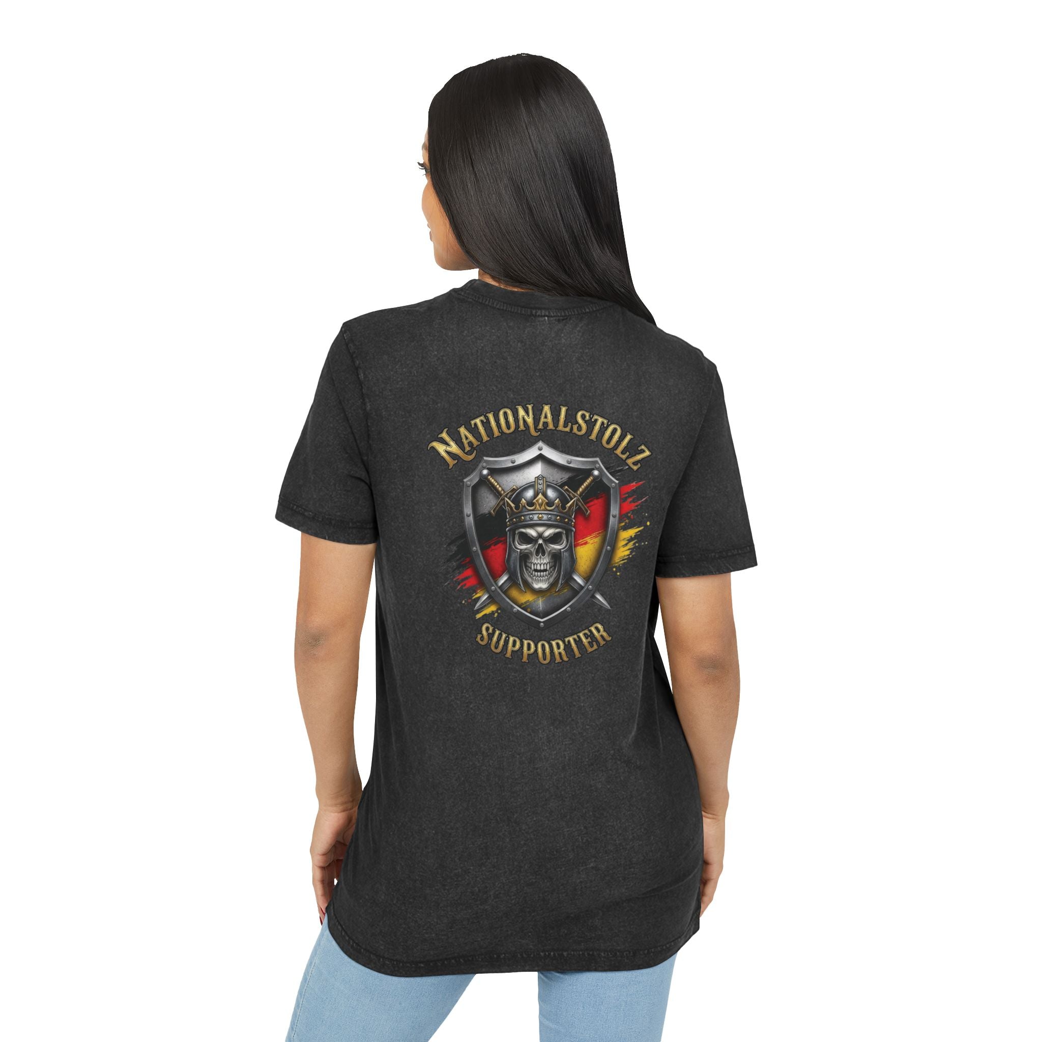 T -Shirt Rundhals — "Nationalstolz Supporter Kollektion" Skull Emblem Back Print