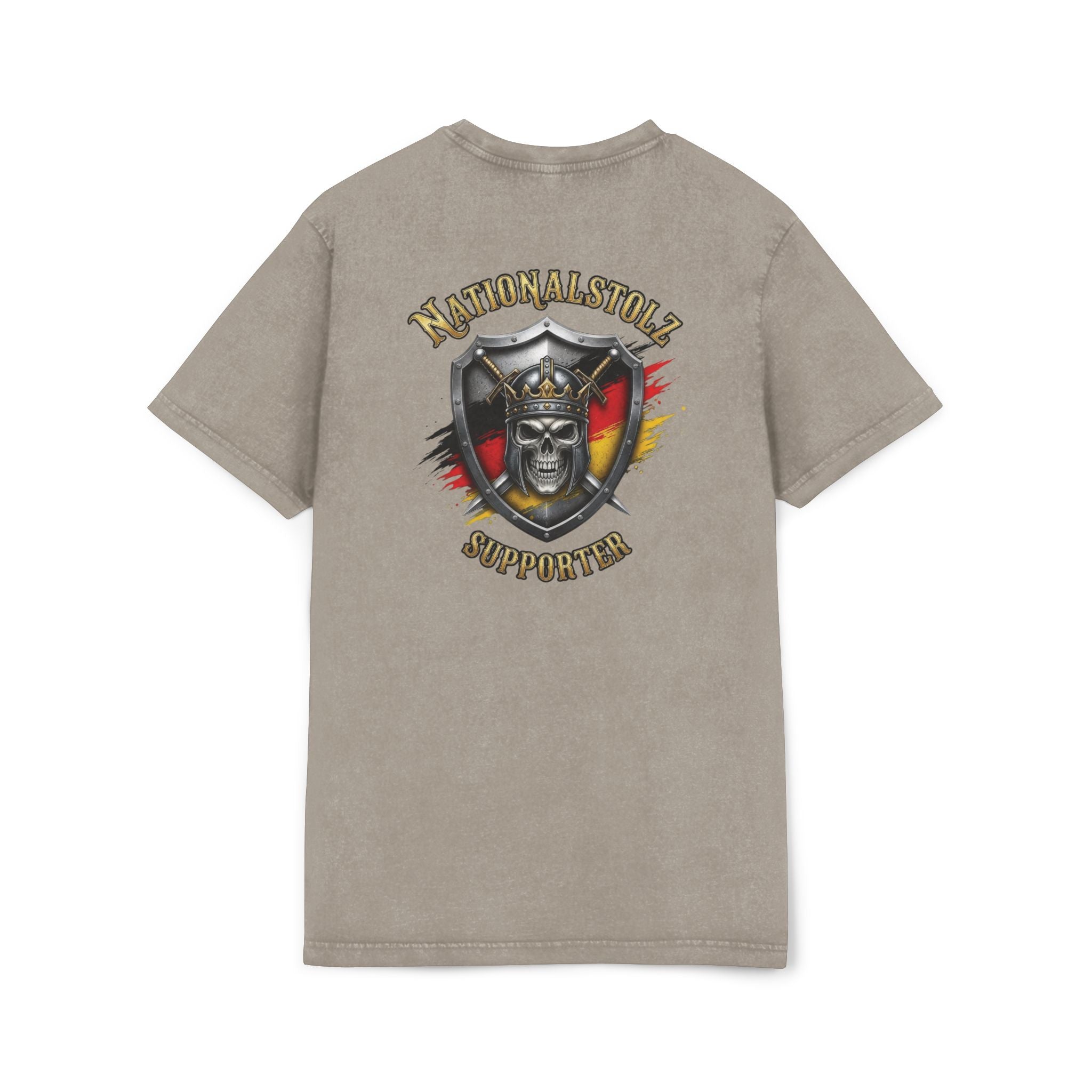 T -Shirt Rundhals — "Nationalstolz Supporter Kollektion" Skull Emblem Back Print