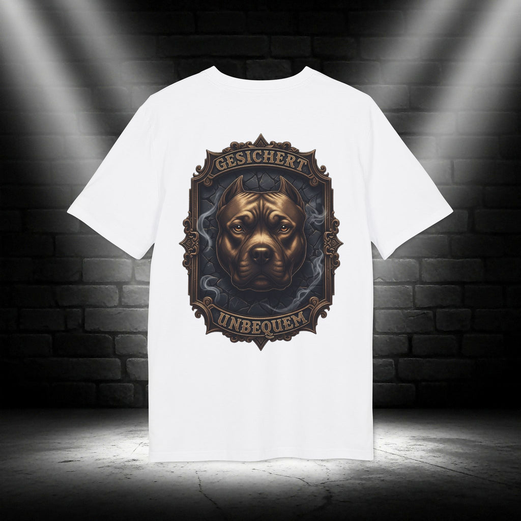NATIONALSTOLZ ,, Gesichert Unbequem " -  Pitbull T Shirt Unisex