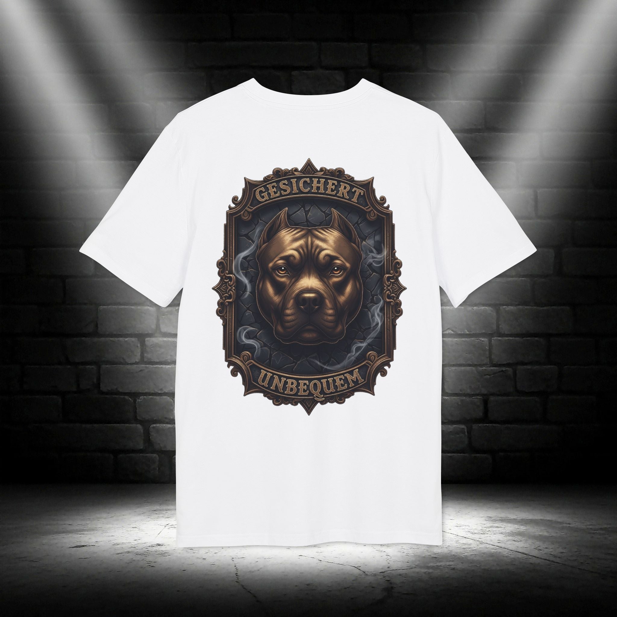NATIONALSTOLZ ,, Gesichert Unbequem " -  Pitbull T Shirt Unisex