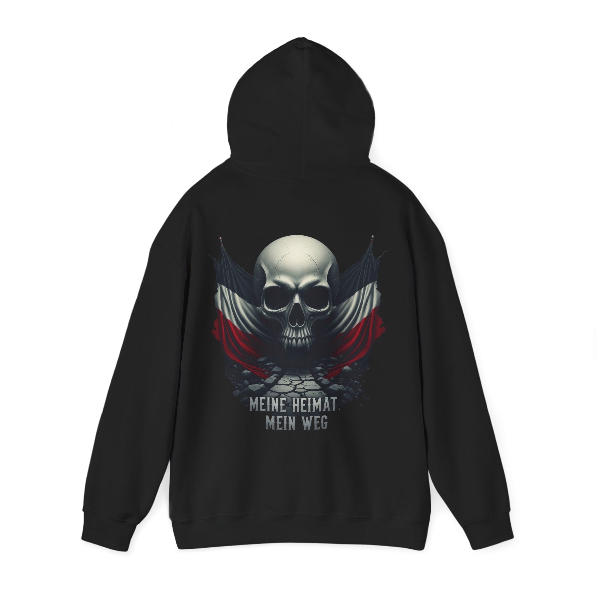 NATIONALSTOLZ Skull Flag Hoodie — "Meine Heimat Mein Weg" German Pride Graphic Hoodie