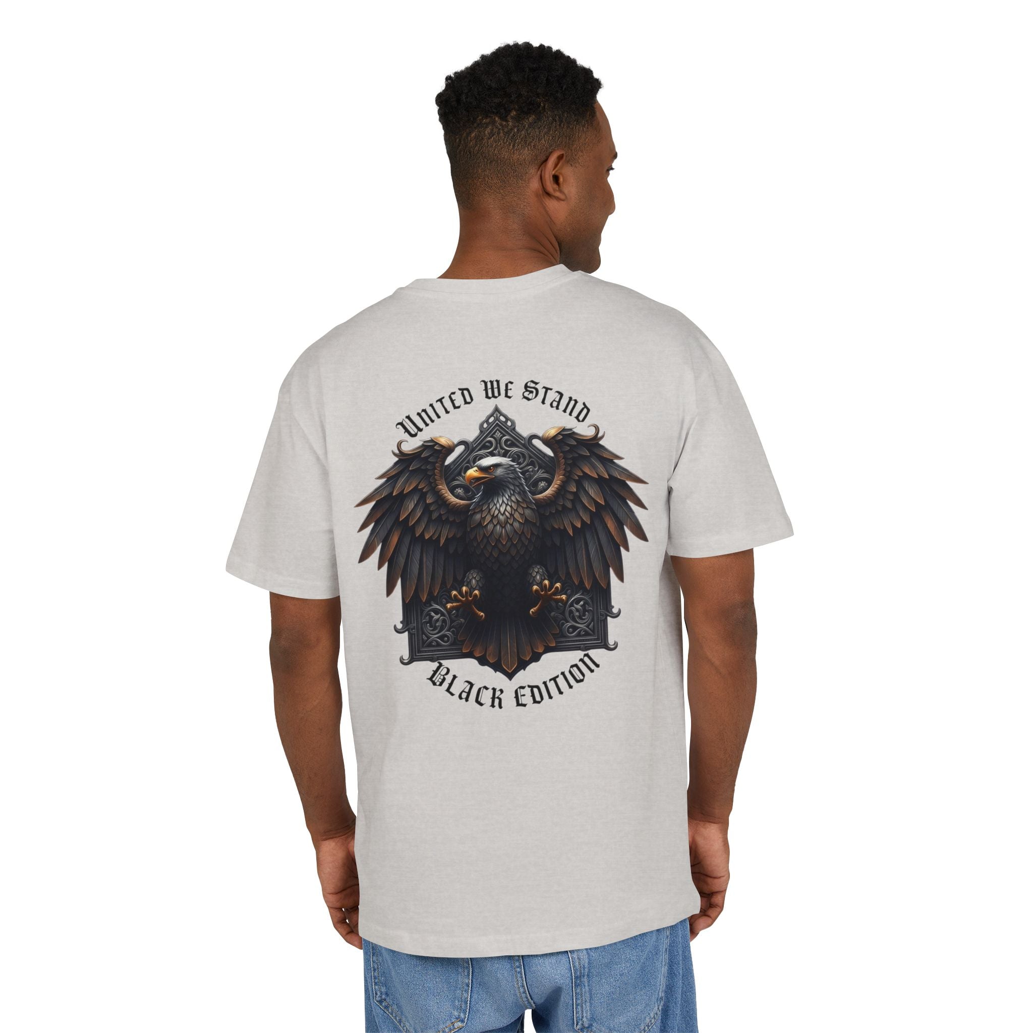 NATIONALSTOLZ ,,Black Edition '' "United We Stand" Heavy Unisex T-Shirt Backprint