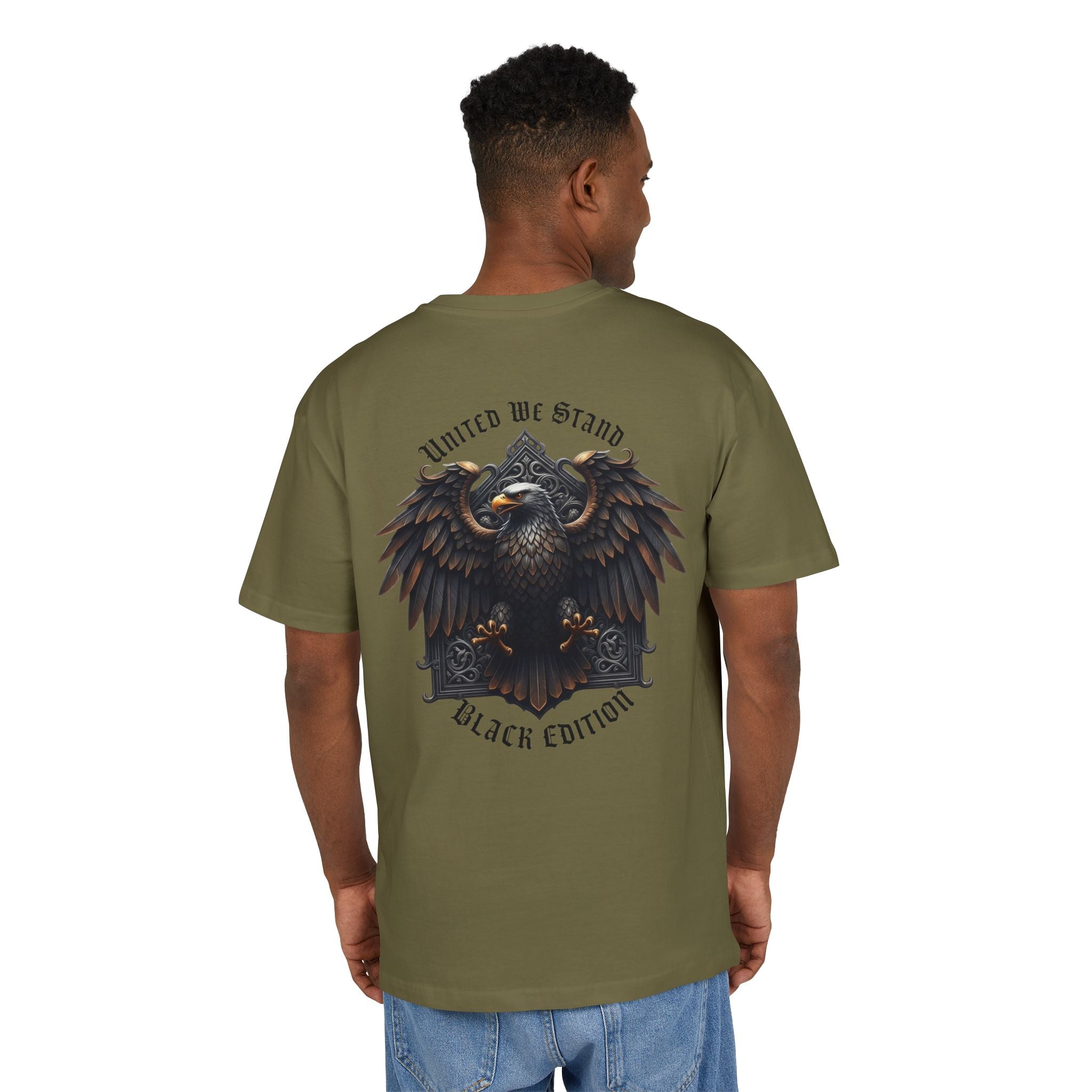 NATIONALSTOLZ ,,Black Edition '' "United We Stand" Heavy Unisex T-Shirt Backprint